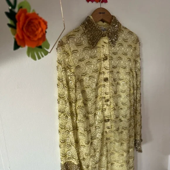 VTG 60s RARE beaded all over shift dress - Picture 14 of 16